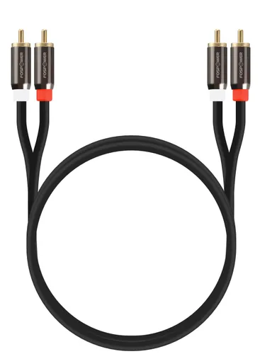 Vista 7 de FosPower Cable 2 RCA M/M de audio estéreo [24 K chapado en oro núcleo de cobre], conector 2RCA macho a 2RCA macho [izquierda / derecha]