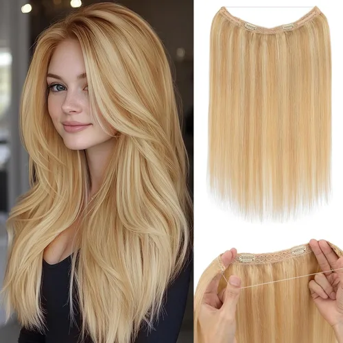 Vista 51 de Extensiones de cabello humano real, extensiones de cabello humano 100 % humano, extensiones de clip, ondulado, negro azabache 01, 2.46 oz/18 pulgadas