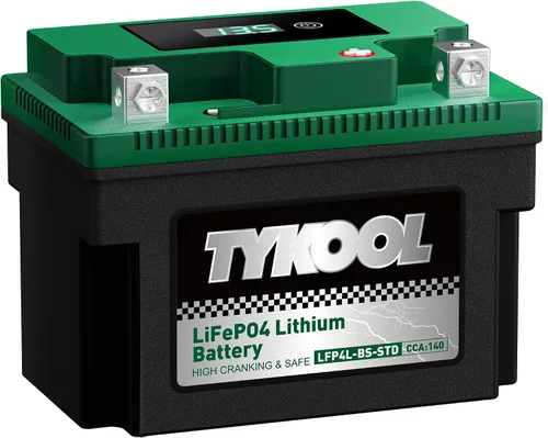 Vista 2 de TYKOOL LFP4L-BS-STD - Batería de litio de 12 V, sustituye a YTX4L-BS, 140CCA 3Ah, se adapta a ATV motocicleta, scooter, cortacésped, compatible