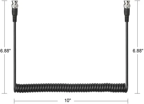 Vista 4 de Superbat Cable coaxial de extensión BNC de 75 ohmios HD-SDI HD-SDI BNC en espiral macho a macho para cámaras y equipos de video, compatible
