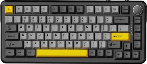 Vista 11 de AK680 - Teclado mecánico compacto con cable, diseño gris y blanco de 68 teclas, interruptor táctil marrón intercambiable en caliente, teclado