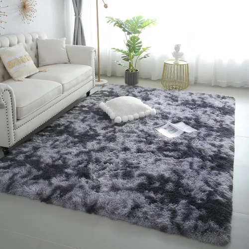 Vista 46 de KICHOWUA - Tapete grueso y esponjoso de 3 x 5 pies, color negro, ultrasuave, lavable, antideslizante, acogedor y peludo, para sala, dormitorio