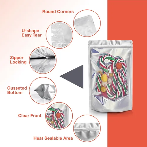 Vista 5 de BELLE KR® Bolsas pequeñas de Mylar de 3 x 5 para dulces liofilizados, paquete de 100 a 4 mil de grosor, bolsas transparentes de Mylar con ventana
