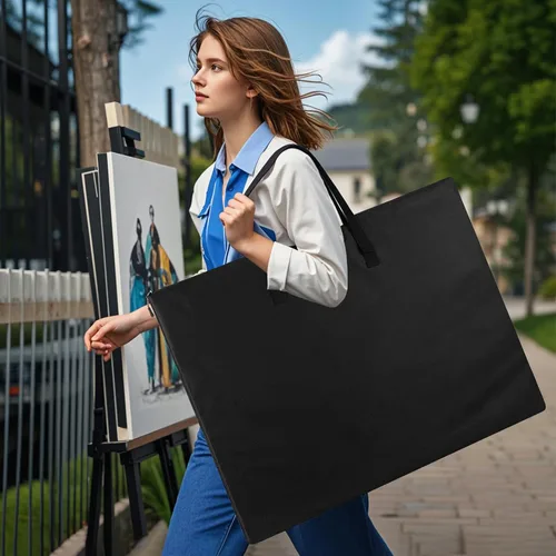 Vista 6 de Bolsa de Portafolio de Arte ZKOO, Estuche de Portafolio de Lienzo de Arte Ligero con Correa de Hombro de Nylon, Estuche de Almacenamiento Portátil