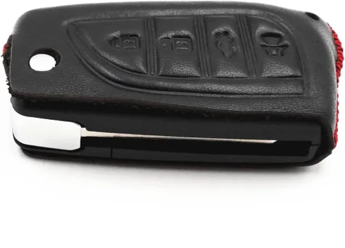 Vista 4 de Cuero 4 Botones Flip Remote Key Fob Case Cover Chain para Toyota Camry RAV4 Highlander Corolla