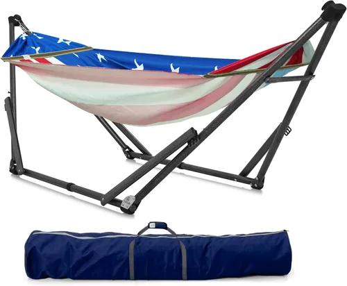 Vista 23 de Soporte de hamaca Tranquillo Uniki con garantía de 3 años, hamaca plegable instantánea de 30s con soporte, hamaca de camping con capacidad de 550 1.