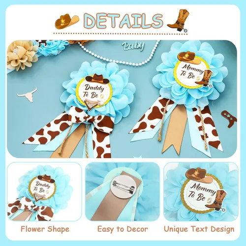Vista 4 de Decoraciones de vaquero para baby shower, banda de maternidad de vaquero azul para baby shower, diseño de vaquero para mamá para ser papá para baby