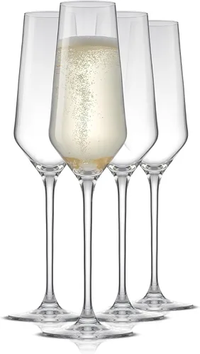 Vista 8 de JoyJolt Juego de 4 copas de champán de la colección Layla, de 6.7 onzas, elegantes copas de champán con tallo de cristal para Prosecco, vino