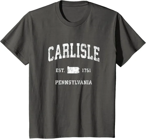 Vista 29 de Carlisle Pennsylvania PA - Camiseta deportiva vintage con diseño deportivo, Negro, S