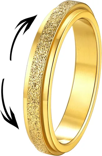 Vista 19 de Supcare Anillos antiestrés para mujer de 4/6/0.315 in para la ansiedad, anillo de pulgar con chorro de arena, regalo para mujeres, talla 7-14