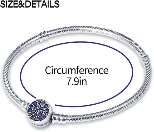Vista 3 de KUNSIR Pulsera de cadena de serpiente de plata esterlina 925 para pulseras europeas Pandora abalorios Plata de ley