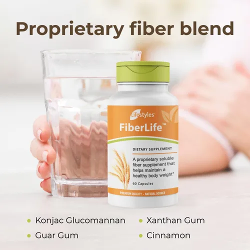 Vista 3 de Intra Lifestyles FiberLife Suplemento – Fibra soluble para la salud digestiva y control del apetito con Konjac, goma guar, goma xantana y canela