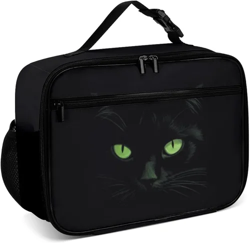 Vista 21 de Lonchera reutilizable con diseño a cuadros y negro y blanco con aislamiento, bolsa de almuerzo para comida y comida, bolsa de mano para mujeres