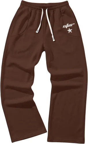 Vista 17 de SOLY HUX Pantalones deportivos holgados Y2k con cordón para hombre Gris oscuro