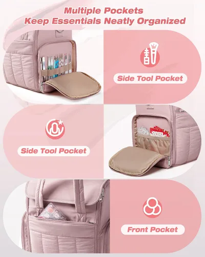 Vista 4 de Bolsa organizadora de esmalte de uñas con capacidad para 70 Rosa