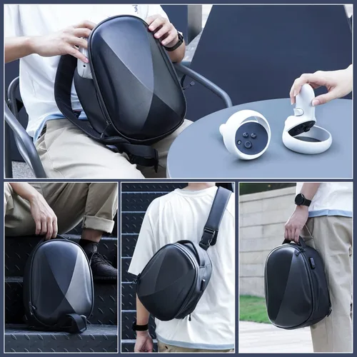 Vista 6 de ZYBER Hard Carrying Case for Meta Quest 2, Black Backpack Travel Case for Oculus Quest 2 Accessories