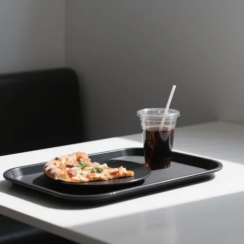 Vista 4 de MANCHAP Paquete de 10 bandejas de servicio de comida rápida negras de 16 x 12 pulgadas, bandejas rectangulares de plástico para servicio