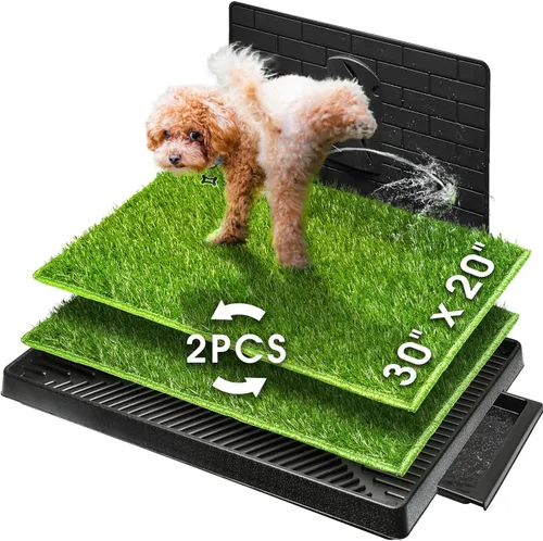 Vista 8 de Hompet Almohadilla de entrenamiento para perros para interiores y cachorros, bandeja de basura extraíble para una limpieza más fácil, césped