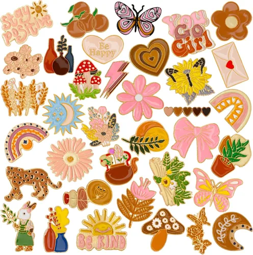 Vista 14 de 36 PCS Pines de Esmalte del Oeste Insignias de Solapa del Oeste a Granel Tema Marrón Pines de Broche del Oeste para Ropa Bolsas Mochila Sombrero