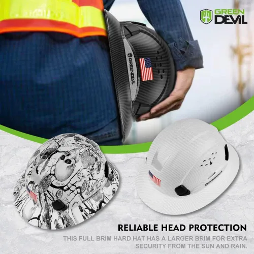 Vista 6 de GREEN DEVIL Casco de seguridad de construcción ventilado de ala completa, casco de seguridad aprobado por la OSHA Cascos De Construccion ABS