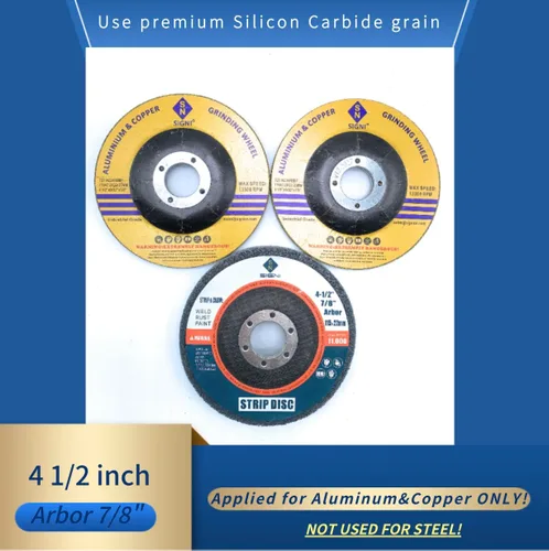 Vista 2 de SIGNI Juego de pulido y pulido de aluminio, 4-1/2" de diámetro, eje de 7/8", carburo de silicio y ruedas de nailon, compatible con amoladora angular