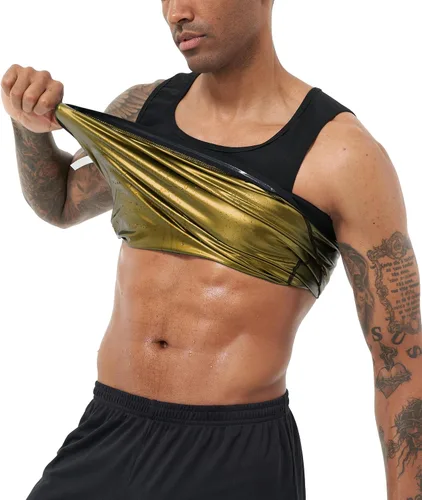 Vista 7 de Chaleco de sudoración para sauna, camiseta deportiva de tirantes para entrenamiento, faja de cintura para hombres, chaleco de compresión