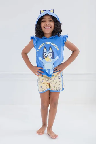Vista 5 de Bluey Bingo Girls Cosplay Tank Top and Active Retro Dolphin French Terry Shorts Toddler to Little Kid