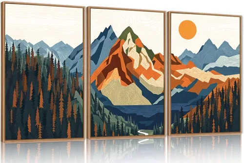 Vista 227 de FWIEXA Juego de Arte de Lienzo Bohemio Enmarcado para Pared, Cuadros Botánicos Verde Salvia Decoración de Pared, Impresiones de Arte de Plantas