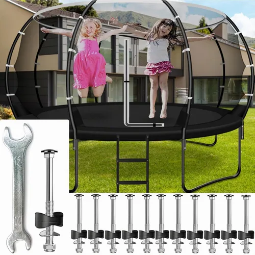 Vista 6 de 12 piezas de tornillos para trampolín, piezas de repuesto de trampolín de tornillo largo Pernos y tuercas antisueltos, accesorios de trampolín