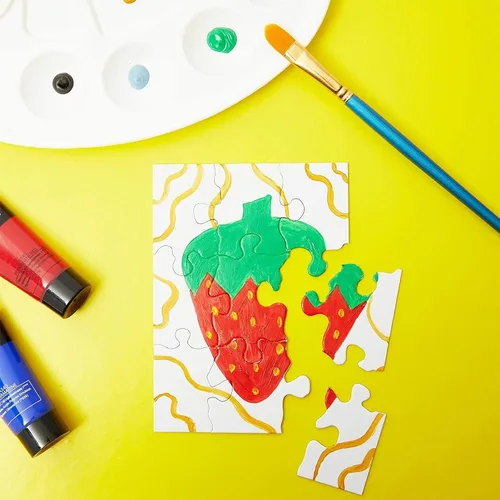 Vista 3 de Rompecabezas en blanco para dibujar, rompecabezas de bricolaje y piezas para escribir, aprendizaje interactivo y espacios en blanco para niños, 24