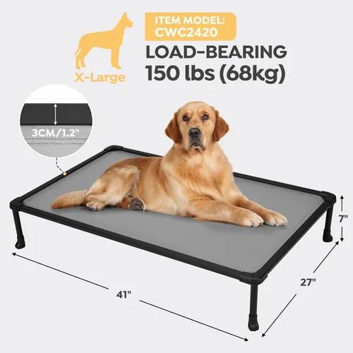Vista 4 de Veehoo Cama elevada para perros a prueba de mordidos, cama elevada indestructible para masticadores agresivos, plataforma de entrenamiento