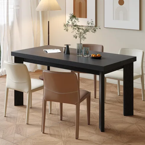 Vista 9 de Bigbiglife Mesa de comedor de 63 pulgadas para 6, mesa de comedor para interiores y exteriores con patas de madera, mesa de cocina con mesa grande