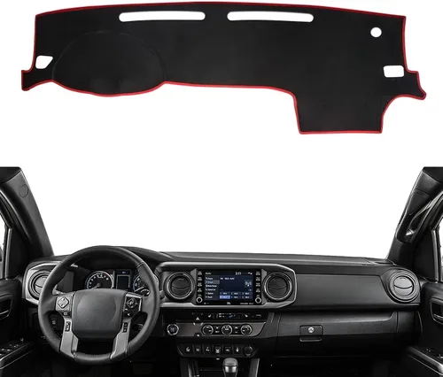 Vista 9 de Funda para salpicadero Alfombrilla personalizada para consola central interior Compatible con Toyota Tacoma 2016-2023 Funda para salpicadero Negro