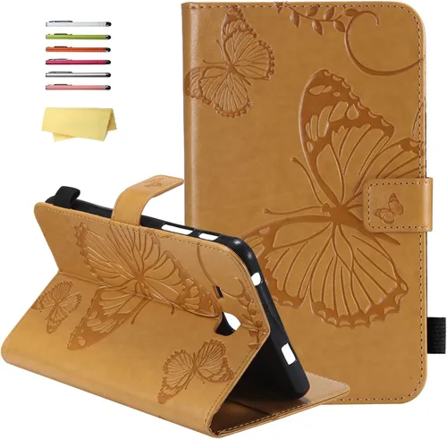 Vista 13 de Funda para Samsung Galaxy Tab A 7.0 2016 (SM-T280/T285) con portalápices [Encendido/apagado automático] Folio Stand Smart Magnetic Wallet Embossed