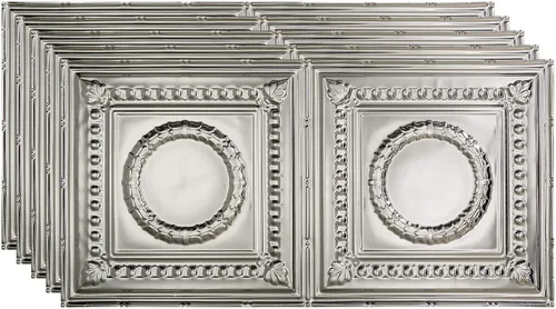 Vista 28 de FASÄDE Rosette - Panel de techo decorativo de vinilo adhesivo de 2 x 4 pies en bronce antiguo (paquete de 5)