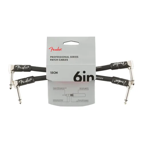 Vista 2 de Fender - Cable de instrumento de la serie profesional, cable de guitarra, accesorios de guitarra, ángulo/ángulo, negro, 6 pulgadas, paquete de 2