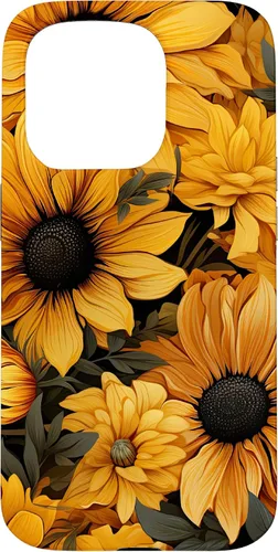 Vista 13 de iPhone 14 Flores de girasol hermoso floral amarillo patrón patrón caso