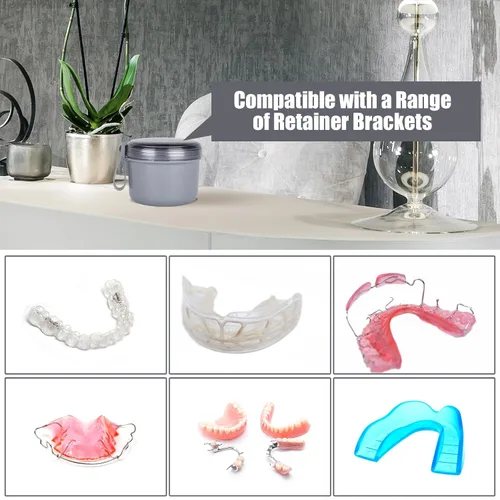 Vista 3 de Estuche de baño de dentadura, taza de dentadura sin fugas, caja de dentadura de gran capacidad, almacenamiento portátil para todo tipo de dentaduras