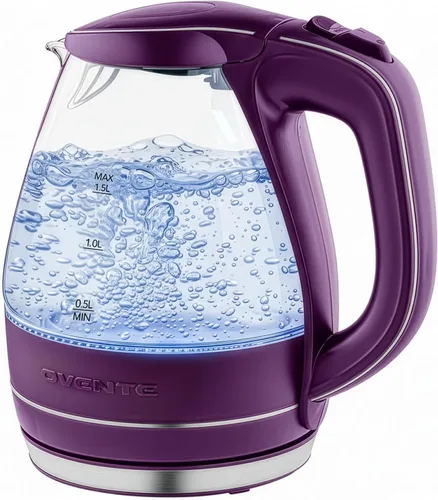 Vista 13 de OVENTE Hervidor Eléctrico, 1.5L de Vidrio de Borosilicato para Encimera, Calentador y Hervidor de Agua para Café o Té, Libre de BPA, Apagado Rosa