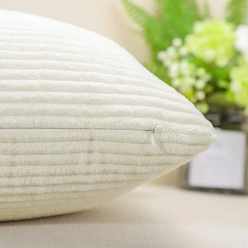 Vista 7 de Artscope Fundas de Almohada de Pana a Rayas Acogedoras Súper Suaves Decorativas Cuadradas Fundas de Cojín para Sofá Cama Dormitorio Decoración