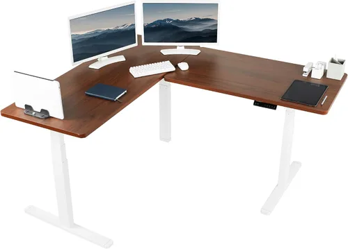Vista 47 de VIVO DESK-KIT-3E8BO - Escritorio eléctrico de altura ajustable de 83 x 60 pulgadas para trabajar de pie, con 2 cubiertas sólidas de bambú, marco