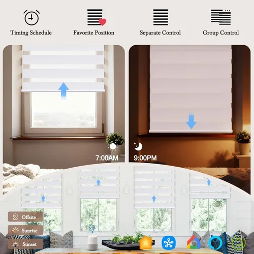 Vista 6 de Persianas motorizadas de cebra, persianas automáticas de oscurecimiento del 85% para ventanas interiores compatibles con HomeKit, Alexa, Google