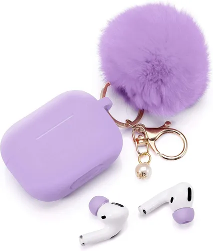 Vista 3 de Cypher.V Funda protectora para Airpods Pro con funda de silicona y puntas suaves para las orejas, unisex, color morado lavanda Púrpura lavanda