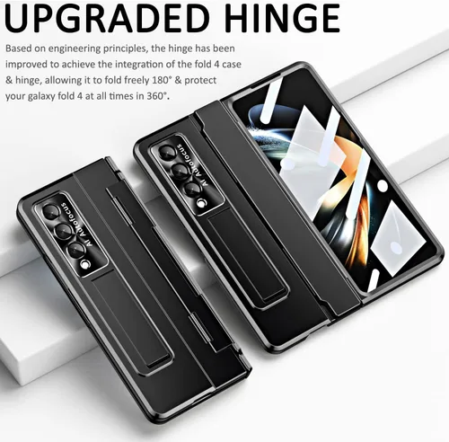 Vista 3 de Miimall Funda compatible con Samsung Galaxy Z Fold 4, Z Fold 4 con protección mejorada de bisagra, película de lente de cámara, protector