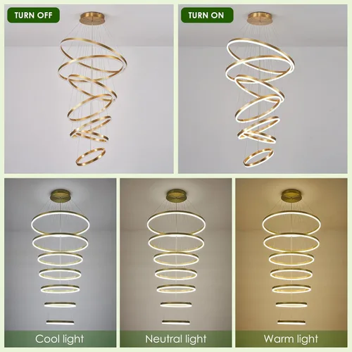Vista 66 de Benkut Lámpara de Araña de Anillo LED Moderna Negra para Comedor, Lámpara de Araña de Techo Circular Empotrada Regulable con Control Remoto