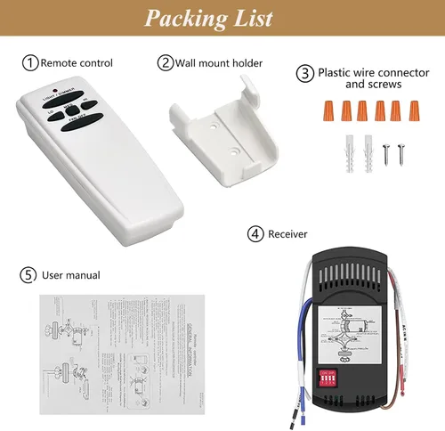 Vista 7 de Kit de control remoto universal para ventilador de techo con regulador de intensidad Repuesto para Hampton Bay, Hunter, Harbor Breeze, Fan-HD5