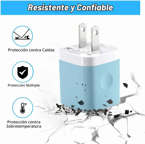 Vista 2 de X-EDITION Cargador de pared USB, paquete de 4 unidades de 2.1 A de doble puerto USB, adaptador de corriente, enchufe de carga, bloque de carga, cubo