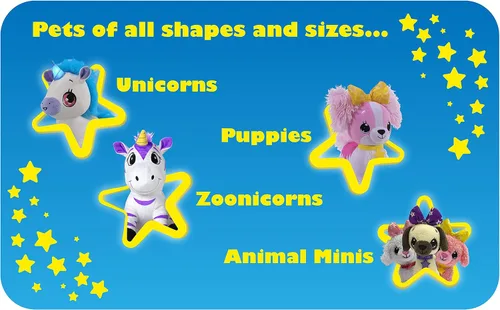 Vista 5 de Pets - Animales de peluche con luz LED - Cachorro Cavalier azul esponjoso con lazo morado