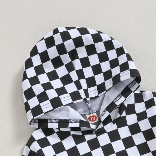 Vista 3 de Ropa para bebé recién nacido, con bloques de color, sudadera con capucha, conjuntos de ropa de otoño e invierno, 0-3T