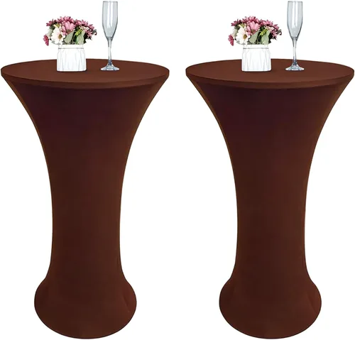 Vista 16 de Mantel de Mesa de Cóctel de Spandex Negro de 24x43 Pulgadas Ajustado Mesa de Bar Redonda Elástico Cubiertas de Mesa de Cóctel Highboy para Banquete